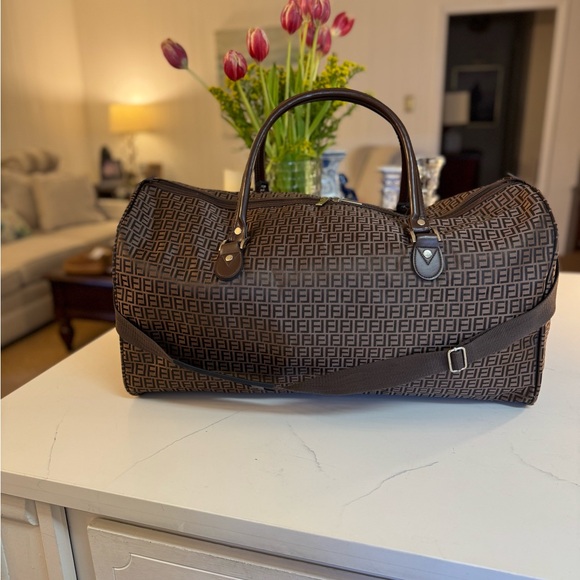 🤎 LUX DESIGN MONOGRAM BROWN CANVAS DUFFEL BAG! - Picture 3 of 10